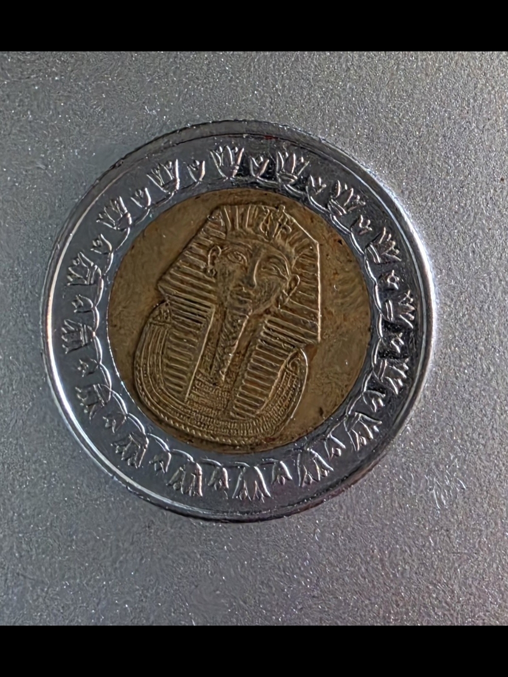 Bimetallic Egyptian Pharaoh Coin - Gold & Silver Tone
